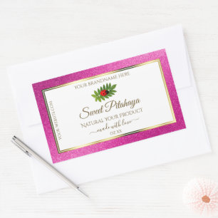 Roze Glitter White Product Labels Fine Gold Lijst