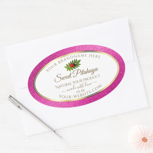 Roze Glitter White Product Labels Fine Gold Lijst (Envelop)