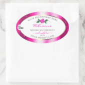 Roze Glitter White Product Labels Floral Roos Logo (Tas)