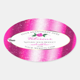 Roze Glitter White Product Labels Floral Roos Logo
