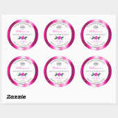 Roze Glitter White Product Labels Floral Roos Logo (Vel)