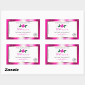 Roze Glitter White Product Labels Floral Roos Logo (Vel)