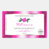 Roze Glitter White Product Labels Floral Roos Logo (Voorkant)
