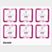 Roze Glitter White Product Labels Floral Roos Logo (Vel)