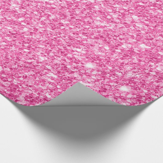 Roze Glitter White Sparkles Print Cadeaupapier (Hoek)