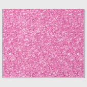 Roze Glitter White Sparkles Print Cadeaupapier (Vlak)