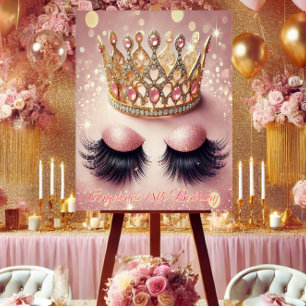 Roze glitter wimpers kroon acryl teken acryl bord