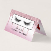 Roze glitter wimpers na zorgverwijzing visitekaartje (Voorkant)