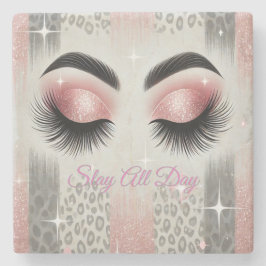 Roze glitter wimpers stenen onderzetter