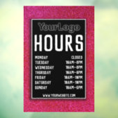 Roze Glitter Winkel Decoratie Openingstijden Grand Raamsticker (Vel 3)