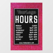 Roze Glitter Winkel Decoratie Openingstijden Grand Raamsticker (Vel)