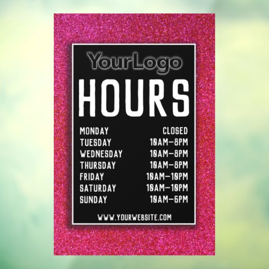 Roze Glitter Winkel Decoratie Winkeluren Grand Ope Raamsticker (Vel 3)