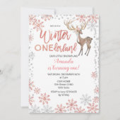 Roze Glitter Winter Birthday Uitnodiging (Voorkant)