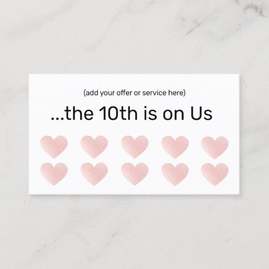 Roze Glitter Wit 10 Punch Salon Klantenbinding Klantenkaartje (Voorkant)