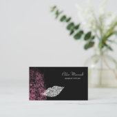 Roze Glitter Witte Diamanten Lippen Make-up Artist Visitekaartje (Staand voorkant)