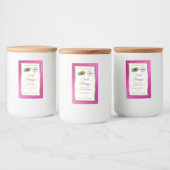 Roze Glitter Witte Productlabels Gouden Frame Logo Voedselcontainer Etiket (Flessen)