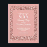 Roze Glitter Women's 90th Birthday Kaart<br><div class="desc">Elegante, moderne en trendy roze glitter 90ste verjaardag uitnodiging voor vrouwen. Deze stijlvolle kaarten hebben een elegant manuscriptdoopvont en een lichtroze glitter lijst. De tekst, de doopvont, en de achtergrondkleur zijn volledig klantgericht met het ontwerphulpmiddel van Zazzle zodat als u uw doopvont en achtergrondkleur wilt veranderen, of deze kaart voor...</div>