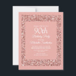 Roze Glitter Women's 90th Birthday Kaart<br><div class="desc">Elegante, moderne en trendy roze glitter 90ste verjaardag uitnodiging voor vrouwen. Deze stijlvolle kaarten hebben een elegant manuscriptdoopvont en een lichtroze glitter lijst. De tekst, de doopvont, en de achtergrondkleur zijn volledig klantgericht met het ontwerphulpmiddel van Zazzle zodat als u uw doopvont en achtergrondkleur wilt veranderen, of deze kaart voor...</div>