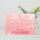 Roze Glitter word je mijn bruidsmeisje? Kaart (Staand voorkant)