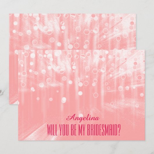 Roze Glitter word je mijn bruidsmeisje? Kaart (Voorkant / Achterkant)