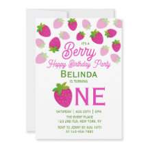 Roze Glitter Y2K Aardbei 1e Verjaardag