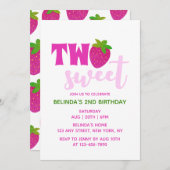 Roze Glitter Y2K Aardbei Twee Zoete 2e Verjaardag Kaart (Voorkant / Achterkant)