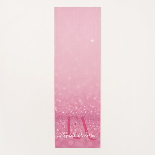 Roze Glitter Yoga Mat met Aangepaste Initialen & N (Voorkant)