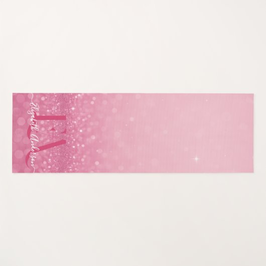 Roze Glitter Yoga Mat met Aangepaste Initialen & N (Voorkant (horizontaal))