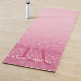 Roze Glitter Yoga Mat met Aangepaste Initialen & N