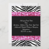 Roze Glitter Zebra Bow Baby shower Meisje Kaart (Achterkant)