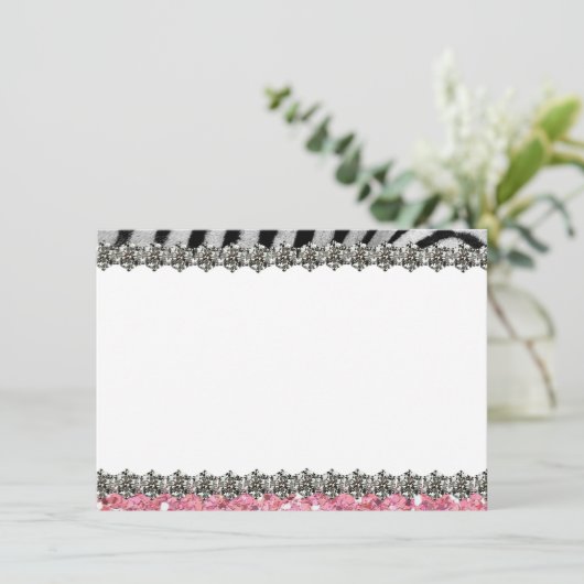 Roze Glitter Zebra Gepersonaliseerd Dank u Bedankkaart (Staand voorkant)