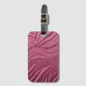 Roze Glitter Zebra Pattern Bagagelabel (Voorkant (verticaal))