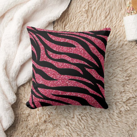 Roze Glitter Zebra Print Sierkussen (Deken)
