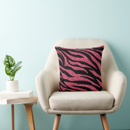 Roze Glitter Zebra Print Sierkussen (Stoel)