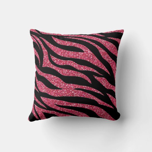 Roze Glitter Zebra Print Sierkussen (Achterkant)