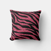 Roze Glitter Zebra Print Sierkussen (Voorkant)
