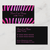 Roze glitter zebra strepen visitekaartjes (Voorkant / Achterkant)