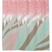 Roze Glitter Zebra Stripe Abstract Patroon Douchegordijn (Voorkant)