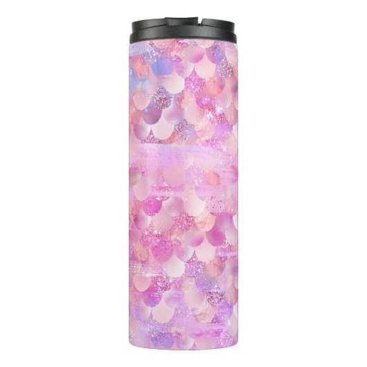 Roze Glitter Zeemeermin Staart Thermosbeker (Achterkant)