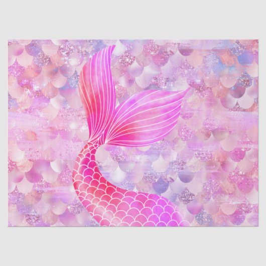 Roze Glitter Zeemeermin Staart Tissuepapier (Voorkant)