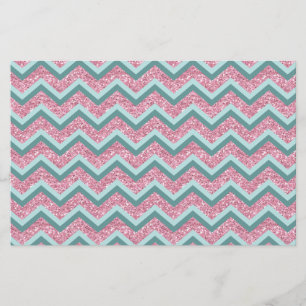 Roze Glitter ZigZag Patroon Briefpapier