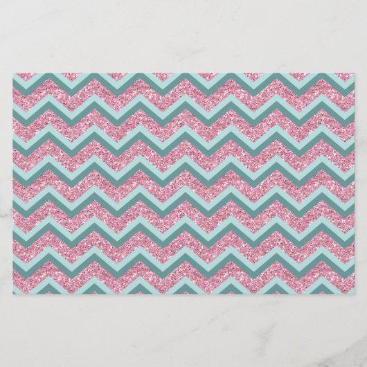 Roze Glitter ZigZag Patroon Briefpapier (Voorkant)