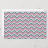 Roze Glitter ZigZag Patroon Briefpapier (Voorkant / Achterkant)