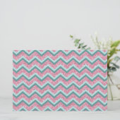 Roze Glitter ZigZag Patroon Briefpapier (Staand voorkant)