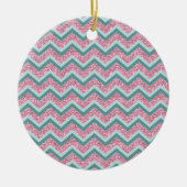 Roze Glitter ZigZag Patroon Keramisch Ornament (Voorkant)