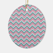 Roze Glitter ZigZag Patroon Keramisch Ornament (Links)