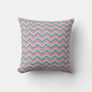 Roze Glitter ZigZag Patroon Kussen