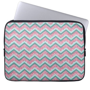 Roze Glitter ZigZag Patroon Laptop Sleeve