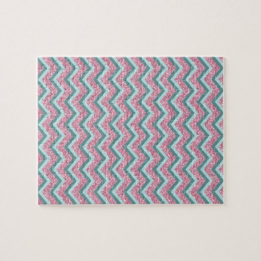 Roze Glitter ZigZag Patroon Legpuzzel (Horizontaal)