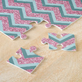 Roze Glitter ZigZag Patroon Legpuzzel (Zijkant)